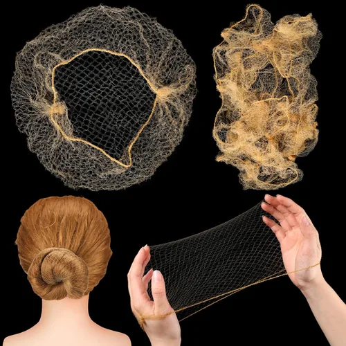 Vista 10 de 400 redes para el cabello para mujer, servicio de alimentos y moños de ballet, malla elástica invisible con bordes, 20 pulgadas (beige)