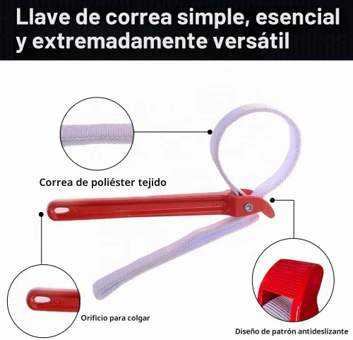 Vista 5 de Maxsirui Herramienta de desmontaje de abridor de llave de tubo de correa de nailon ajustable de 12