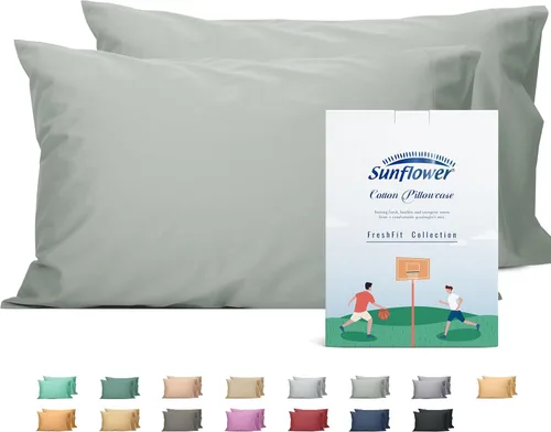 Vista 46 de Sunflower Juego de 2 fundas de almohada tamaño Queen, 100% algodón, 2 fundas de almohada Queen de 20 x 30 pulgadas, color ceniza, suaves