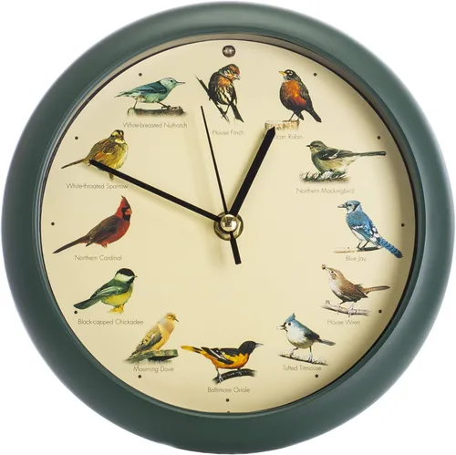 Vista 4 de Mark Feldstein, The Original Singing Bird Clock, 8 pulgadas, verde