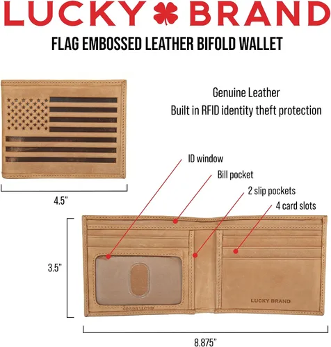 Vista 7 de Lucky Brand Men's Bifold Wallet ID Window Card Slots Genuine Leather Organization Durable Stylish