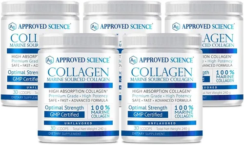 Vista 10 de Approved Science Colágeno en polvo – Péptidos de colágeno hidrolizados sin sabor para mujeres y hombres – de origen marino – cabello, piel, uñas
