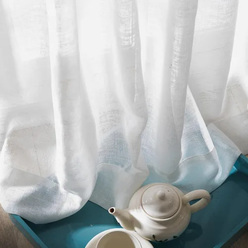 Vista 3 de Cortinas traslúcidas para ventana de 45 pulgadas de largo, paneles de cortinas traslúcidas semi plisadas blancas con borde negro, 26 pulgadas