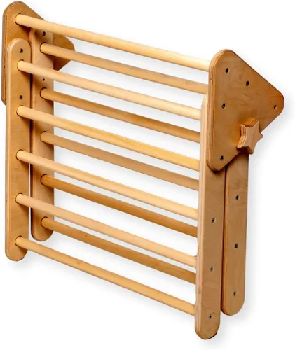 Vista 2 de Montessori Triángulo de escalada de madera para niños Marco de escalada plegable para interiores para niños y niños pequeños Equipo de parque
