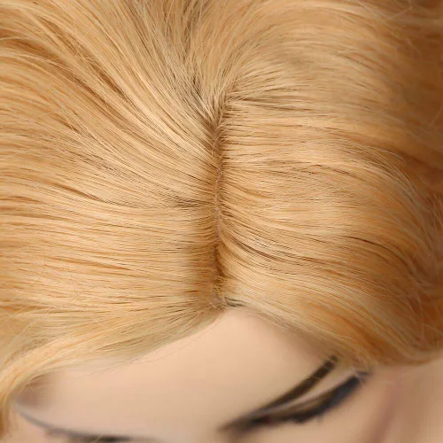 Vista 5 de Peluca rubia corta y rizada estilo 1920 Nuna para mujer, peluca de onda dedos sintética estilo pixie Blonde503