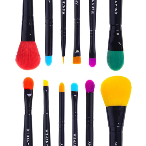 Vista 5 de SHANY LUNA - 6 brochas de maquillaje veganas de viaje de doble cara con 12 lados de cerdas únicos, bolsa de almacenamiento de cepillos, cepillo