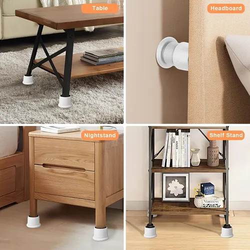 Vista 7 de Elevadores ajustables para muebles, elevadores de cama de 1.6 a 2.6 pulgadas, color blanco, plástico duradero y antideslizantes, elevadores de sofá