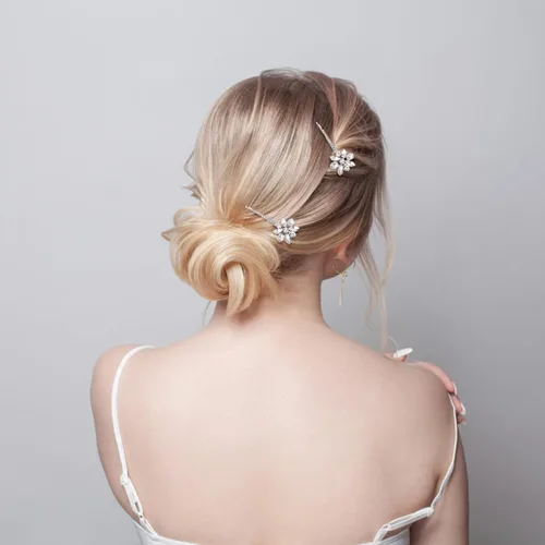 Vista 7 de Lurrose Pinzas Bobby con diamantes de imitación: horquillas decorativas para el cabello de las mujeres - Clip de pelo de novia para mujeres y niñas