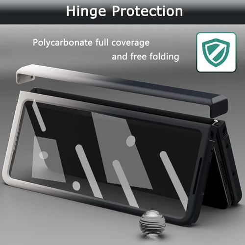 Vista 3 de NINKI Funda compatible con Galaxy Z Fold 4 en blanco y negro degradado con protector de pantalla y bisagra, funda protectora de cuerpo completo