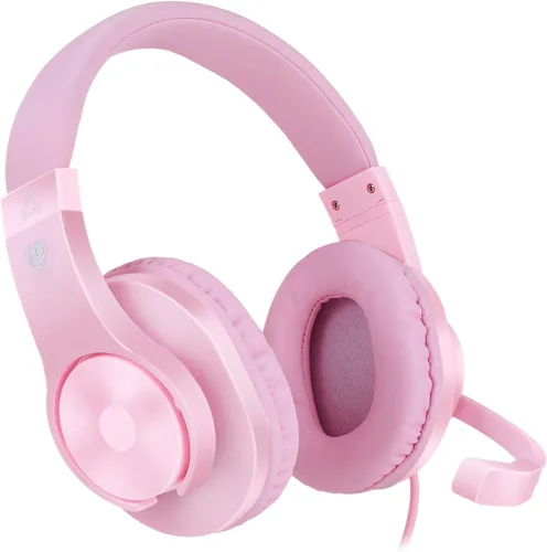 Vista 2 de BlueFire - Audífonos de diadema para juegos de PS4, 3.5 mm, con micrófono y luz LED, compatible con Playstation 4, Xbox One, PC, Rosado