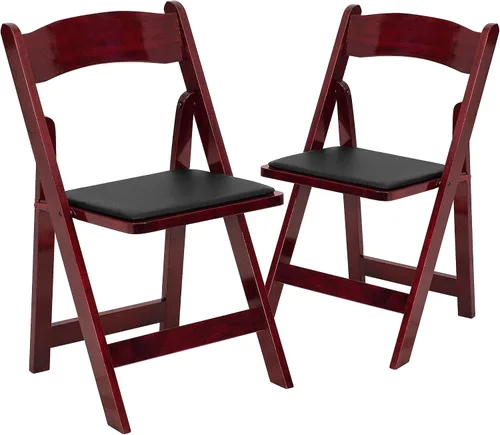 Vista 16 de HERCULES™ silla plegable de madera blanca, con asiento acolchado, Vidrio, Negro