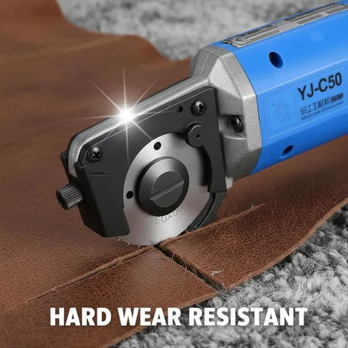 Vista 6 de 4500rpm 35W Tijeras eléctricas de tela recargable de tela de cuero cortador Tijeras de corte de tela de cuchillo redondo 100-240V enchufe de EE. UU
