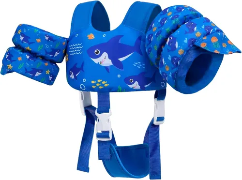 Vista 10 de Gogokids 2-in-1 Toddler Swim Vest Pool Floaties for Kids[CPC Certified & Remove Crotch Strap]Puddle Float Jumper 24-66 Pounds, Toddler Arm Floaties