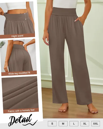 Vista 172 de Neer - Conjunto de 3 pantalones de yoga de pierna ancha para mujer - Pantalones deportivos cómodos, holgados, de cintura alta y casuales