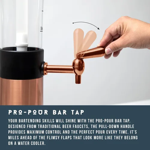 Vista 4 de Hammer + Axe Dispensador de bebidas – Dispensador de bebidas de fiesta de 88 onzas con tubo de hielo y grifo, fuente de bebidas para cerveza, agua