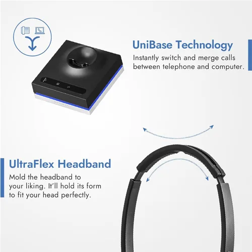Vista 5 de Leitner LH575 Auriculares inalámbricos de oficina 2 en 1 con micrófono - Auriculares para computadora y teléfono (auriculares DECT, no Bluetooth)