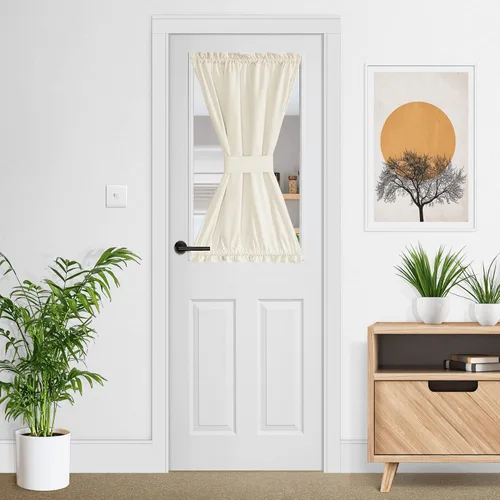 Vista 16 de NICETOWN Cortina negra de terciopelo para puerta de cocina/baño/patio/puerta corrediza de vidrio, aislante, con bolsillo para barra, insonorizante