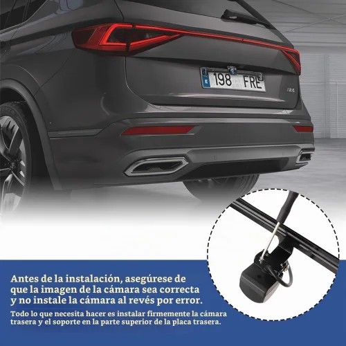 Vista 3 de Cámara de respaldo universal para placa de matrícula, kit de montaje para cámara de visión trasera en el salpicadero, soporte para cámara de placa
