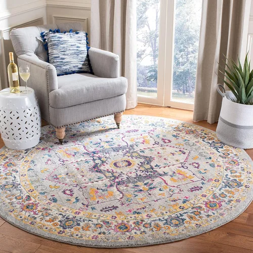 Vista 28 de SAFAVIEH Evoke Collection EVK275C Medallón oriental envejecido, no desprende pelusa, 2'2" x 4', color azul/naranja, alfombra de acento para sala