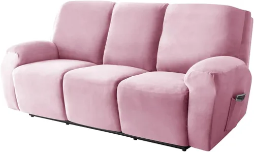 Vista 10 de Funda elástica para sofá reclinable, fundas de terciopelo para sillas reclinables de 3 cojines, 8 piezas, fundas protectoras para muebles