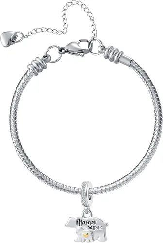 Vista 3 de QeenseKc Lindo gato elefante mariposa huella de pata mamá oso abalorio animal mascota para pulseras europeas