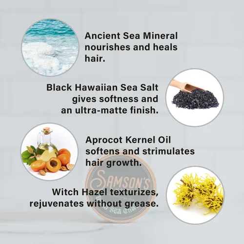 Vista 7 de SAMSON'S HAIRCARE Arcilla para peinar el cabello del Mar Muerto, nutritiva y revitalizante, con sal marina hawaiana negra, alta sujeción, acabado