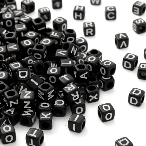 Vista 14 de 1000 piezas de cuentas cuadradas luminosas con letras, cuentas de cubo que brillan en la oscuridad, cuentas de letras luminosas acrílicas, cuentas