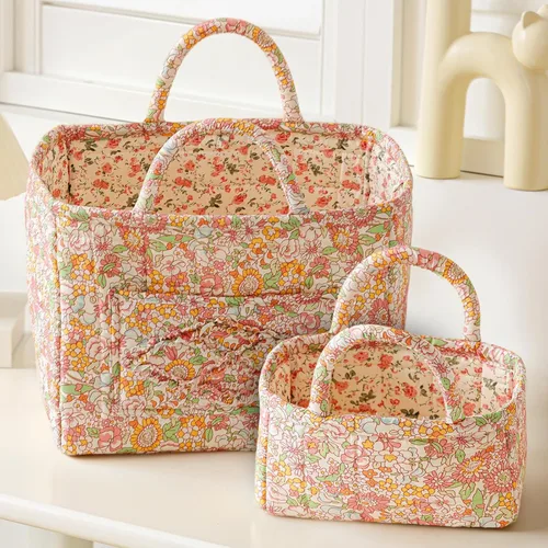 Vista 9 de vctops Paquete de 2 cestas de almacenamiento acolchadas de tela bohemia floral (Floral G)
