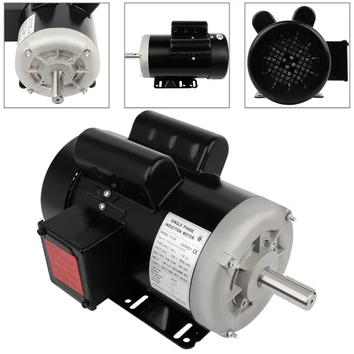Vista 3 de Motor eléctrico 3HP, motor de servicio agrícola de 3450 rpm, motor monofásico, marco 145T, 230V, 7/8 pulgadas, diámetro del eje, 2.25 pulgadas