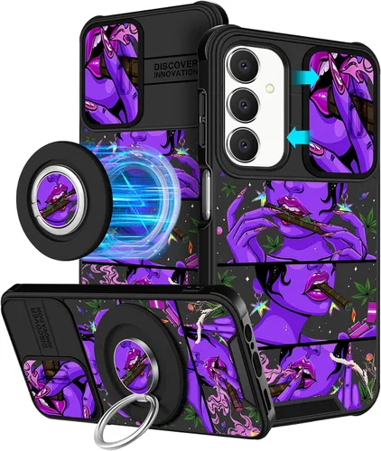 Vista 46 de Funermei Funda para teléfono Samsung Galaxy A15 5G - [2 en 1] Funda para teléfono de mujeres lindas chicas, diseño femenino de mariposa negra