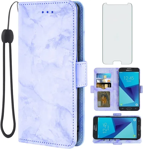 Vista 9 de Asuwish Compatible con Samsung Galaxy J3 Luna Pro J 3 Prime 2017 Emerge 3J Eclipse Mission Case y protector de pantalla de vidrio templado con Negro