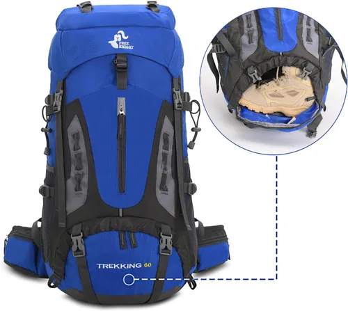 Vista 5 de Bseash Mochila de 60 l para senderismo y camping con cubierta para la lluvia, mochila impermeable de gran capacidad para deportes al aire libre