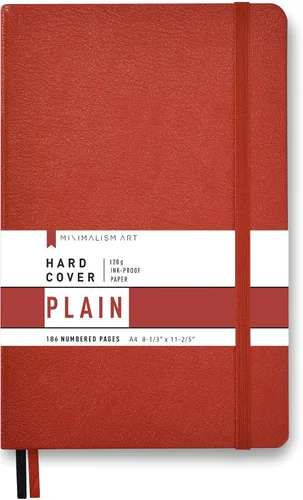 Vista 24 de Minimalism Art, Premium Hard Cover Notebook Journal, X-Large Size, Master A4 8.3" x 11.4", 186 Numbered Pages, Gusseted Pocket, Ribbon Bookmark