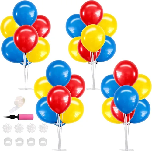 Vista 16 de TONIFUL Juego de 4 centros de mesa de globos de color negro, azul