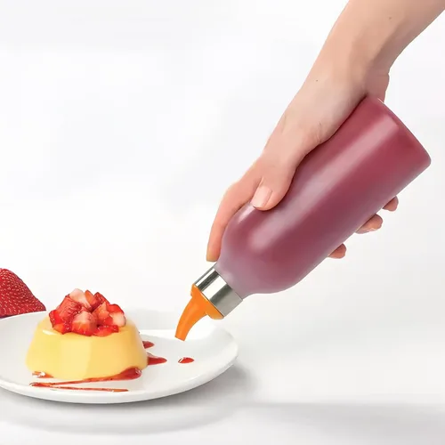 Vista 3 de 4 botellas exprimibles, botellas de plástico de 15 onzas para condimentos, dispensador de salsa, aderezo para salsa picante, condimentos, jarabe