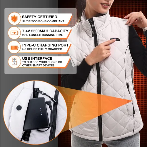 Vista 3 de ARRIS Womens Heated Vest, Size Adjustable 7.4V Electric Warm Vest with Battery Pack