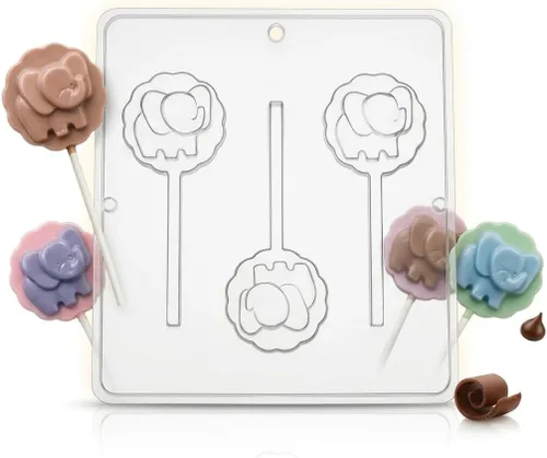 Vista 6 de Molde de caramelo de chocolate para piruletas de elefante bebé 697