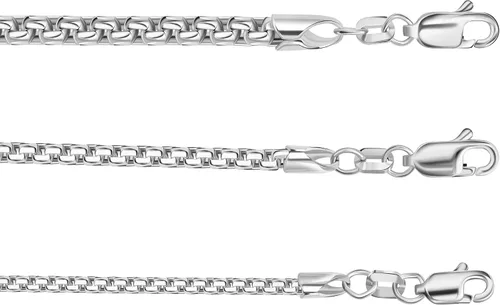 Vista 6 de PORI JEWELERS 14K Gold 1.8MM, 2.5MM, or 3.5MM Round Box Chain Necklace -16"-30" Yellow or White Gold- For Men and Women