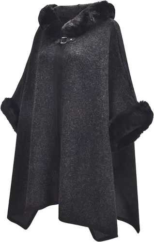 Vista 3 de Chaqueta de invierno con capucha de piel sintética para mujer, capa cálida