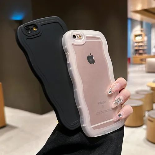 Vista 2 de SKYLMW Compatible con iPhone 6s Plus/6 Plus Case de 5.5", Linda Kawaii Marco Ondulado Rizado Forma de Marco Funda de Silicona Suave Resistente a