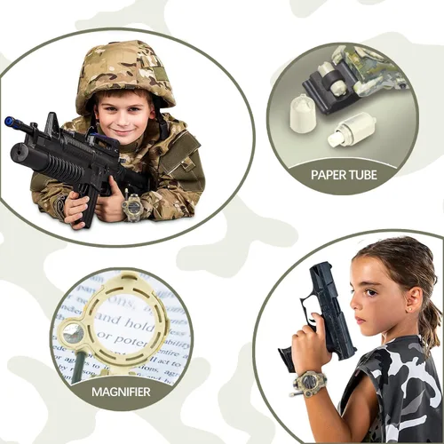 Vista 3 de Walkie Talkie para niños, reloj espía recargable Walkie Talkies, juguetes del ejército, regalos para niños, radio bidireccional Walky Talky Relojes