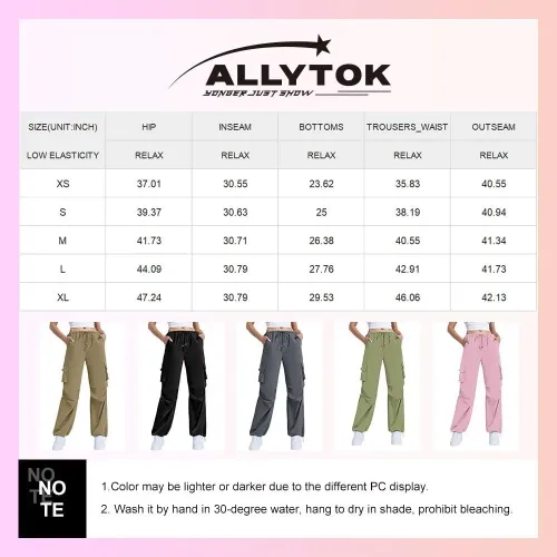 Vista 6 de Pantalones cargo con bolsillos, pantalones de paracaídas para mujer, pantalones holgados Y2K con cordón de moda