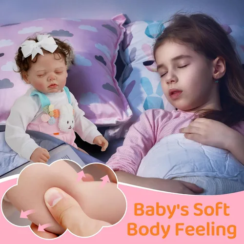 Vista 6 de Jirachi Reborn Baby Dolls, muñecas de bebé recién nacido realistas de 18 pulgadas que duermen, niñas, cuerpo suave y adorable de la vida real