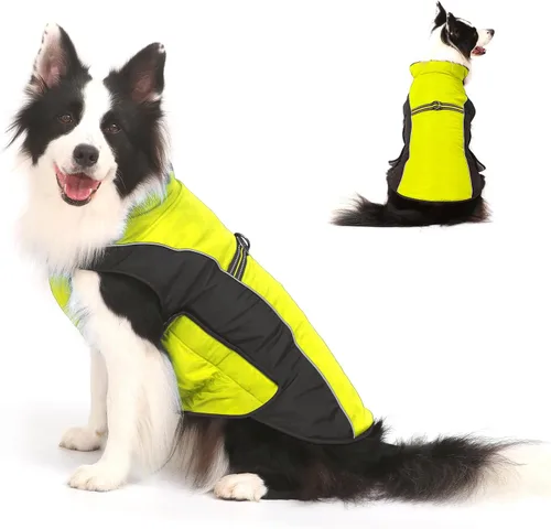 Vista 7 de Abrigo de invierno cálido para perros, Gimilife - Suéter para perros, abrigos impermeables para climas fríos, ropa para mascotas, chaqueta