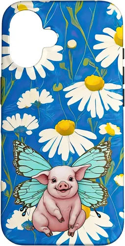Vista 32 de Adorable Pig Piglet with Butterfly Wings Daisy Flower Sweet Case for iPhone 17