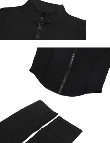 Vista 5 de Tanming Chaqueta de entrenamiento sin costuras con cremallera completa para mujer para correr yoga chándal