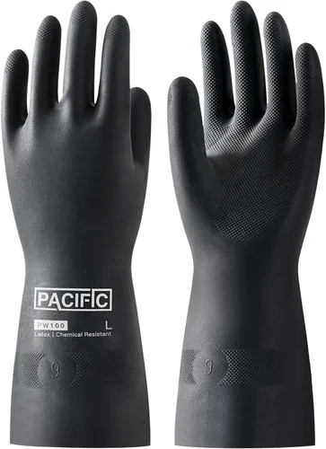 Vista 14 de PACIFIC PPE Guantes resistentes a productos químicos, guantes de goma industriales de gran resistencia, resistentes a ácidos, alcalinos y aceite, 32