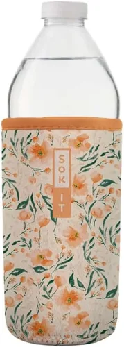 Vista 264 de Sok It BotlSok Funda para botella de agua con cubierta de neopreno aislante (Floral abstracto, se ajusta a CamelBak o Nalgene de 12 onzas)