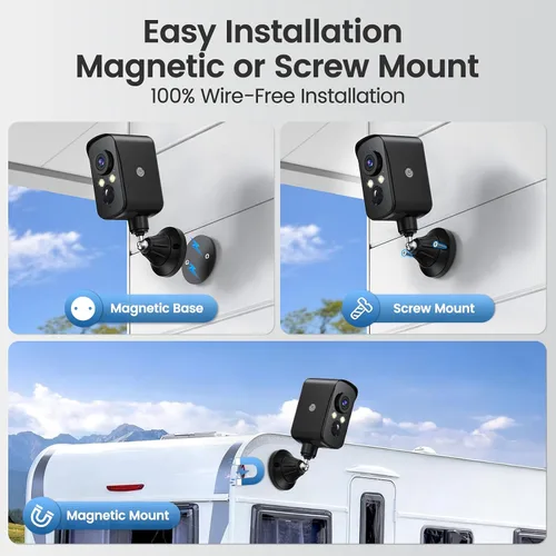 Vista 9 de Cámara de seguridad celular inalámbrica para exteriores, sin necesidad de WiFi, alimentada por batería y energía solar, magnética, detección humana