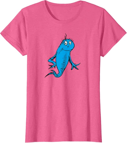 Vista 68 de Dr. Seuss Blue Fish Character - Camiseta con licencia oficial Negro